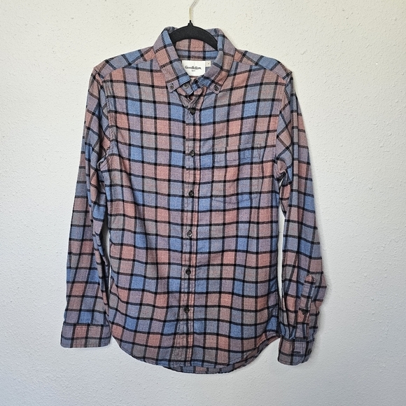 Goodfellow‎ Mens S Small Flannel Checkered Plaid Button Down Long Sleeve - Picture 1 of 10